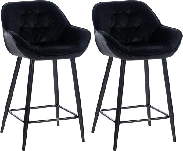 2er Set Barhocker Gibson Samt (Farbe: schwarz)