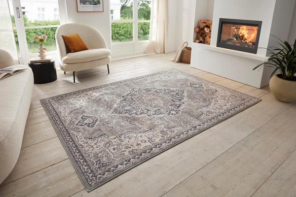 In- und Outdoor Teppich Orient Grau - 115x170x0,3cm