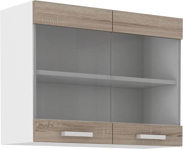 Küchen Glashängeschrank 80 cm für das Modell „Dave 240 Eiche Sonoma Trüffel“