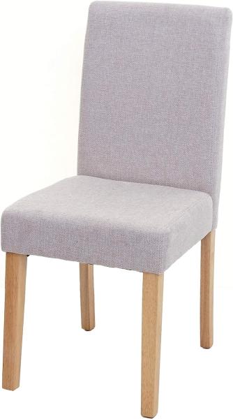 Esszimmerstuhl Littau, Küchenstuhl Stuhl, Stoff/Textil ~ creme-beige, helle Beine