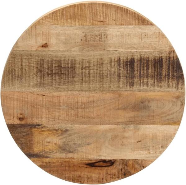 Tischplatte Ø 50x2,5 cm Rund Raues Massives Mangoholz 370004