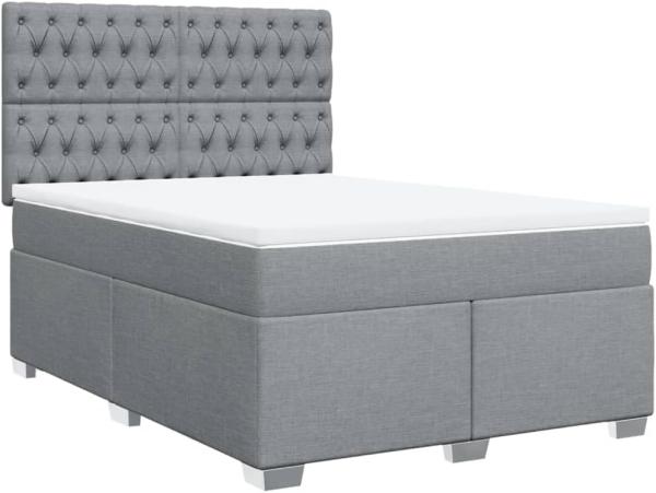 Boxspringbett mit Matratze Hellgrau 140x200 cm Stoff 3292818