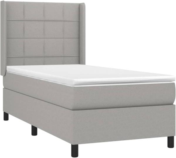 vidaXL Boxspringbett mit Matratze & LED Hellgrau 100x200 cm Stoff