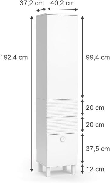 Vicco Hochschrank Sola 40,2 x 192,4 cm Weiß matt Badezimmer Badschrank modern Bild 3