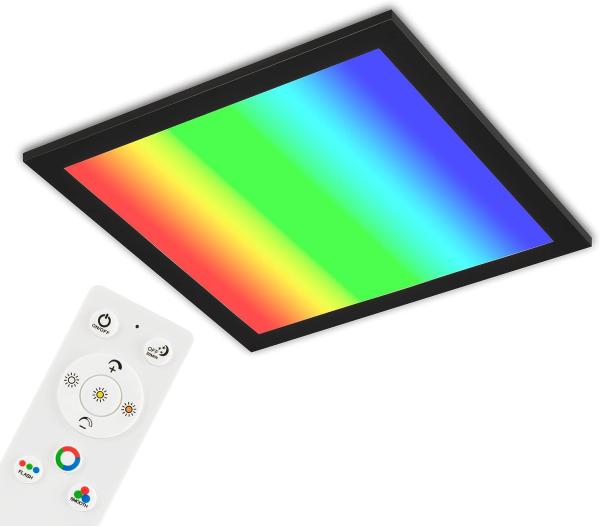 Briloner Leuchten - Ultraflache Deckenlampe RGB, Deckenleuchte CCT, LED Panel, Farbtemperatur einstellbar, Farbwechsel, Dimmbar, Fernbedienung, Schwarz, 29. 5 x 29. 5cm