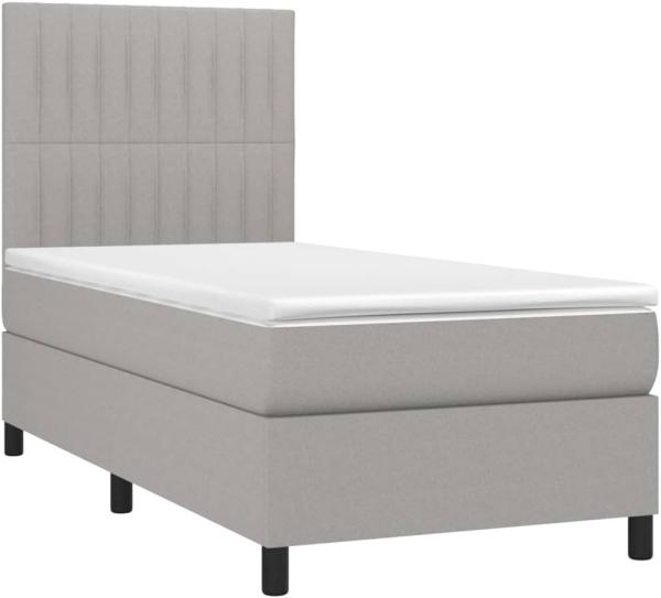 vidaXL Boxspringbett mit Matratze & LED Hellgrau 80x200 cm Stoff