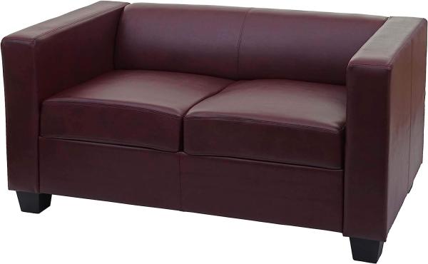 2er Sofa Couch Loungesofa Lille ~ Kunstleder, rot-braun