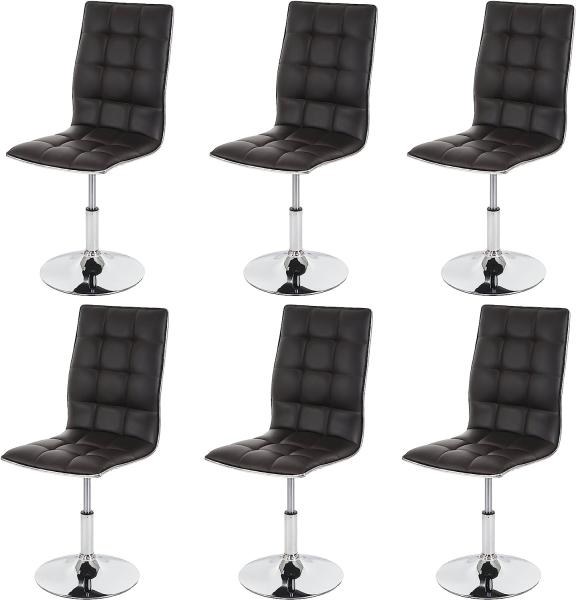 6er-Set Esszimmerstuhl HWC-C41, Stuhl Küchenstuhl, höhenverstellbar drehbar, Kunstleder ~ braun