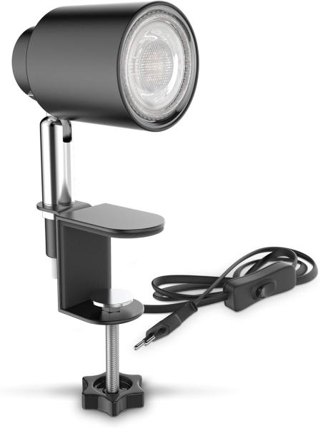 LED Klemmleuchte Leselampe Clip Bettlicht schwenkbar schwarz GU10 Mini-Lampe