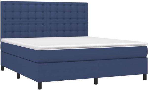 Boxspringbett mit Matratze & LED Blau 180x200 cm Stoff (Farbe: Blau)