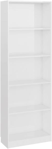 vidaXL Bücherregal 5 Fächer Hochglanz-Weiß 60x24x175 cm Holzwerkstoff 800888