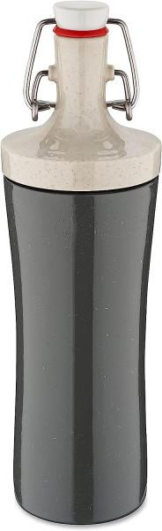 Koziol Trinkflasche Plopp To Go, Wasserflasche, Kunststoff-Holz-Mix, Nature Ash Grey, 425 ml, 7796701