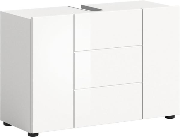 Xonox. home 'Vira' Waschbeckenunterschrank mit Syphonausschnitt, MDF weiß, Hochglanz, 82 x 56 x 34 cm