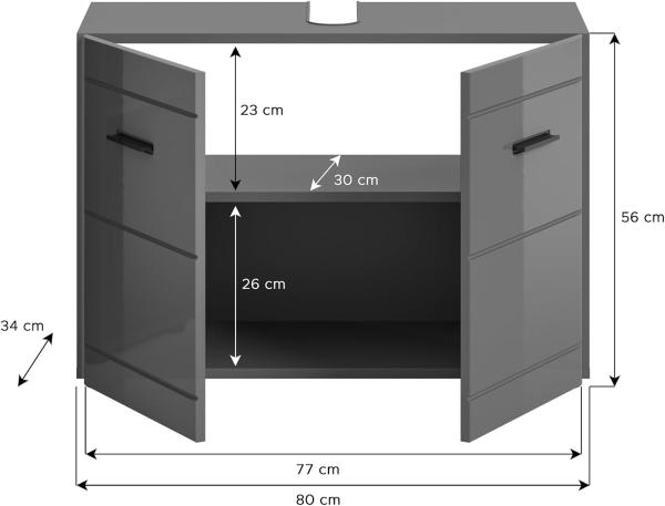 Waschbeckenunterschrank Strong in grau Hochglanz 80 cm Bild 9