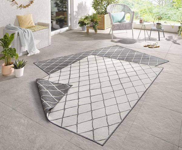 In- & Outdoor Wendeteppich Malaga Grau Creme - 120x170x0,5cm