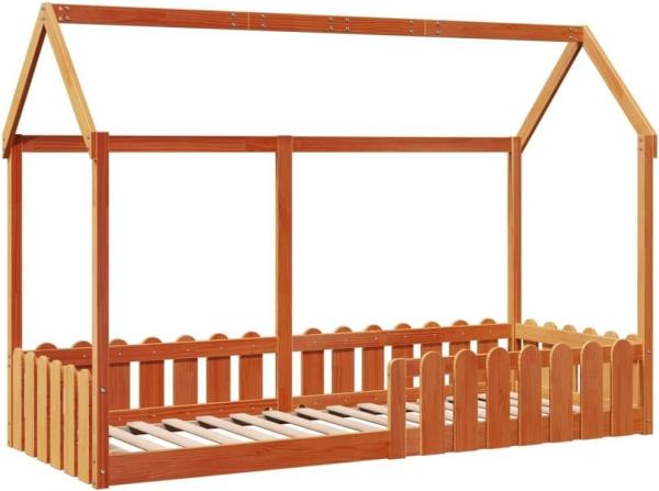 Kinderbett Hausbett Wachsbraun 80x200 cm Kiefer 850691