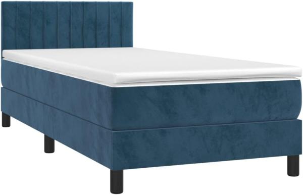 vidaXL Boxspringbett mit Matratze & LED Dunkelblau 90x200 cm Samt, Härtegrad: H2 [3134505]