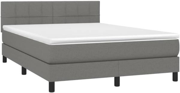 vidaXL Boxspringbett mit Matratze & LED Dunkelgrau 140x200 cm Stoff