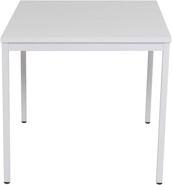 Furni24 Schreibtisch mit laminierter Platte, Metallgestell und verstellbaren Füßen, Grau, 80 x 80 x 75 cm