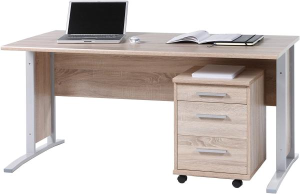 Schreibtisch >Clermont< in Sonoma-Eiche aus Metall - 150x73x70cm (BxHxT)