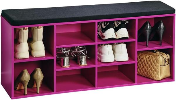 KESPER Schuhschrank / Sitzbank 15984-13 in pink mit Sitzkissen / Flurregal