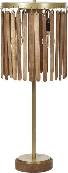 Tischlampe Mango Holz dunkelbraun messing 77 cm Trommelform SABARI