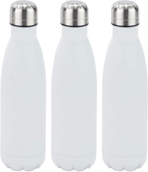 3 x Trinkflasche Edelstahl weiß 10028145