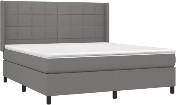 vidaXL Boxspringbett mit Matratze Dunkelgrau 180x200 cm Stoff