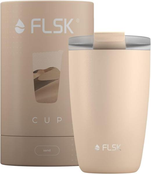 FLSK CUP 'Coffee To Go-Becher' Thermobecher, Edelstahl, beige, 350 ml