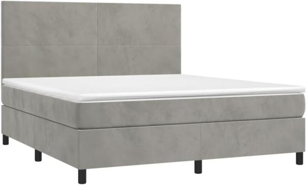 vidaXL Boxspringbett mit Matratze & LED Hellgrau 180x200 cm Samt