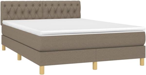 vidaXL Polsterbett mit Matratze & LED Taupe 140x200 cm Stoff