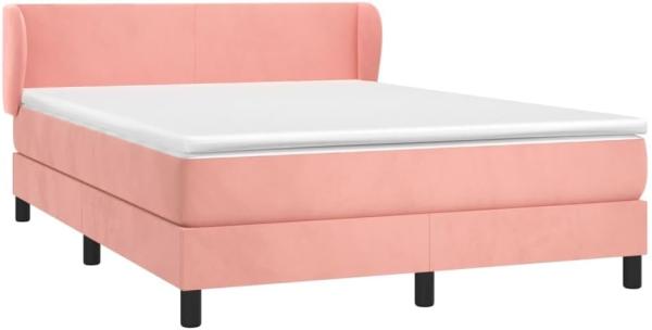 vidaXL Boxspringbett mit Matratze Rosa 140x200 cm Samt