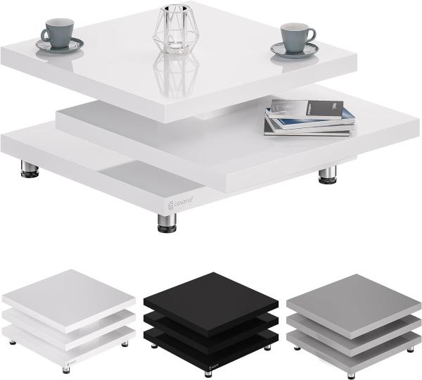 CASARIA® Couchtisch New York 72x72cm Weiß Wohnzimmertisch Couch Tisch