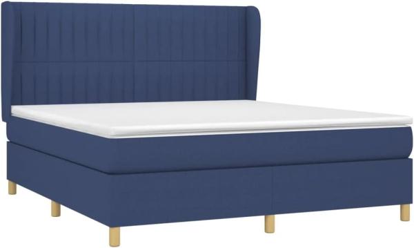 vidaXL Boxspringbett mit Matratze Blau 180x200 cm Stoff