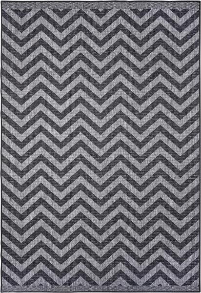 In- & Outdoor Wendeteppich Palma Schwarz Silber - 200x290x0,5cm