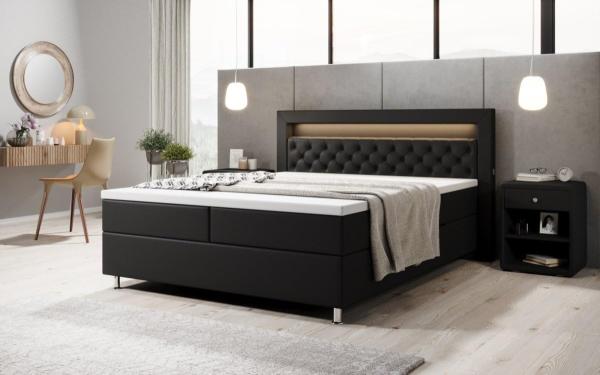 Boxspringbett Tesero mit USB, RGB und Stauraum 200x200 Schwarz H4