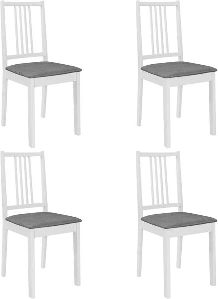 vidaXL Esszimmerstühle mit Polstern 4 Stk. Weiß Massivholz [247637]