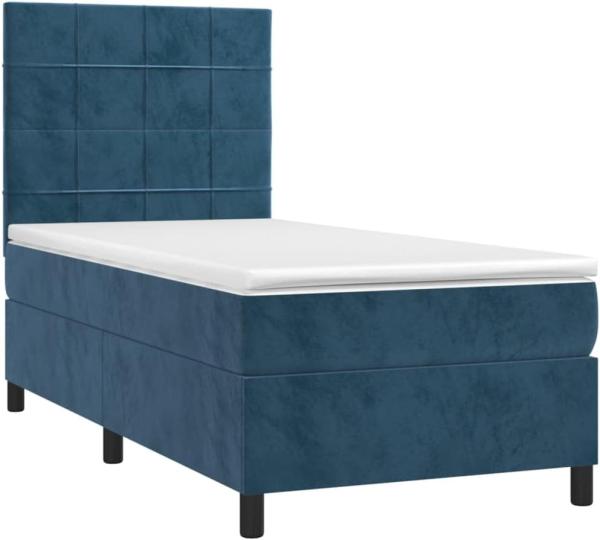 vidaXL Boxspringbett mit Matratze & LED Dunkelblau 80x200 cm Samt