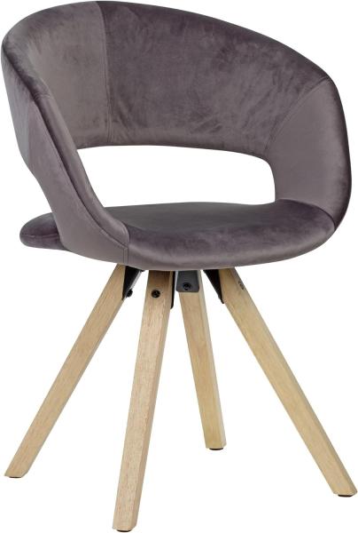 FineBuy Design Esszimmerstuhl Samt Modern | Küchenstuhl mit Lehne | Stuhl mit Holzfüßen | Polsterstuhl Maximalbelastbarkeit 110 kg dunkelgrau