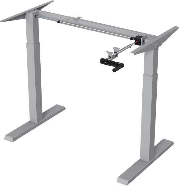 Ergo Office ER-402B Sitz-Steh-Schreibtisch Tischgestell Manuell Höhenverstellbarer Bürotisch max. 123cm Ergonomischer Tisch Belastbar bis 70kg (Grau)