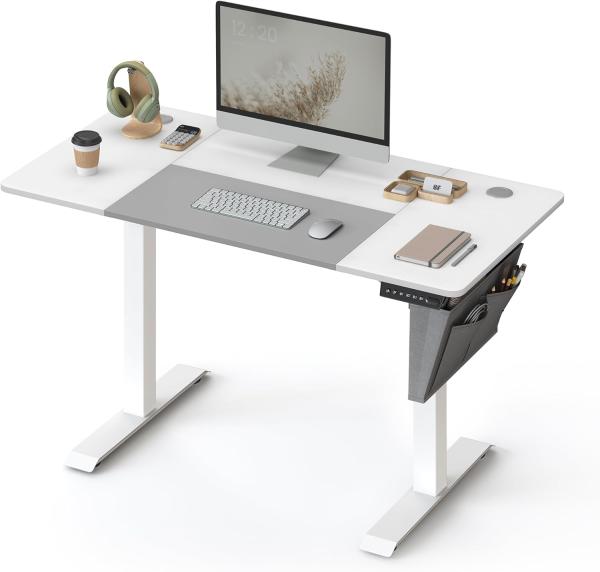 SONGMICS 'DSL015W02' elektrisch höhenverstellbarer Schreibtisch, basisweiß-taubengrau, 60 x 120 x (72-120) cm