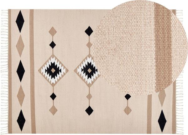 Kelim Teppich Baumwolle mehrfarbig 140 x 200 cm geometrisches Muster Kurzflor BERDIK