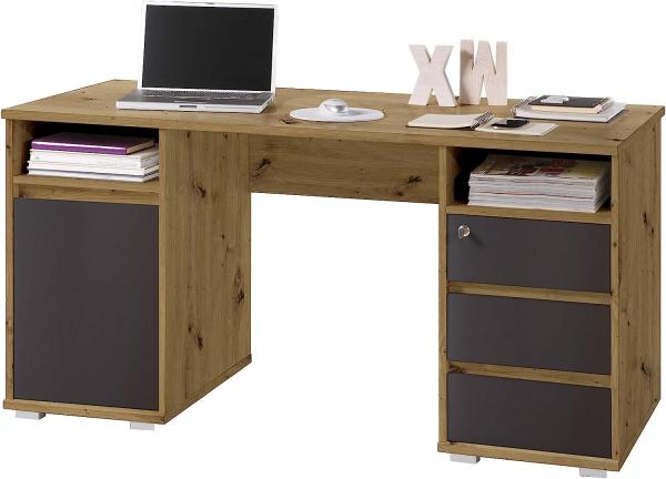 Schreibtisch >Flinn< in Artisan Eiche Nachbildung - 145x65x65cm (BxHxT)