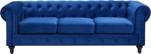 3-Sitzer Sofa Samtstoff kobaltblau CHESTERFIELD