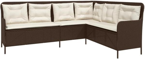 Gartensofa in L-Form mit Kissen Braun Poly Rattan 369001