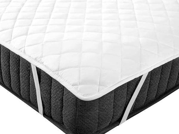 Matratzentopper Weiß Japara Baumwolle und Mikrofaser 140 x 200 cm MANASLU mit Gummizug an den Ecken Versteppt Matratzenschutz Auflage für Doppelbett