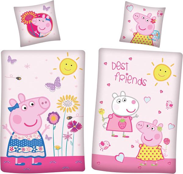 Bettwäsche Peppa Wutz 'Pig Friends' Linon / Renforce rosa
