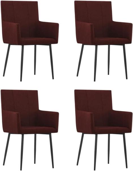 vidaXL Esszimmerstühle mit Armlehnen 4 Stk. Weinrot Stoff [279708]