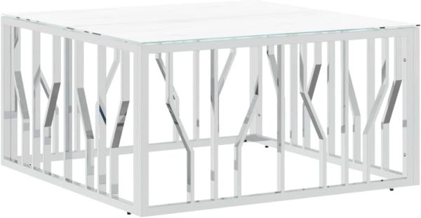 Couchtisch Silbern 80x80x40 cm Edelstahl und Glas