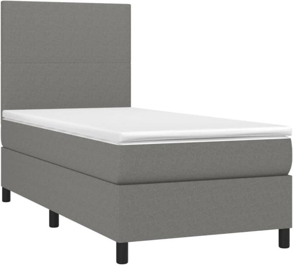 vidaXL Boxspringbett mit Matratze Dunkelgrau 90x200 cm Stoff, Härtegrad: H2 [3141586]